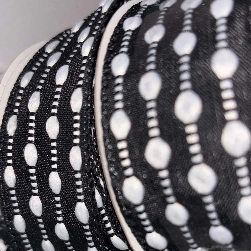 Black and White Snowball Weave Ribbon Black and White Dot Pattern Ribbon 25ft